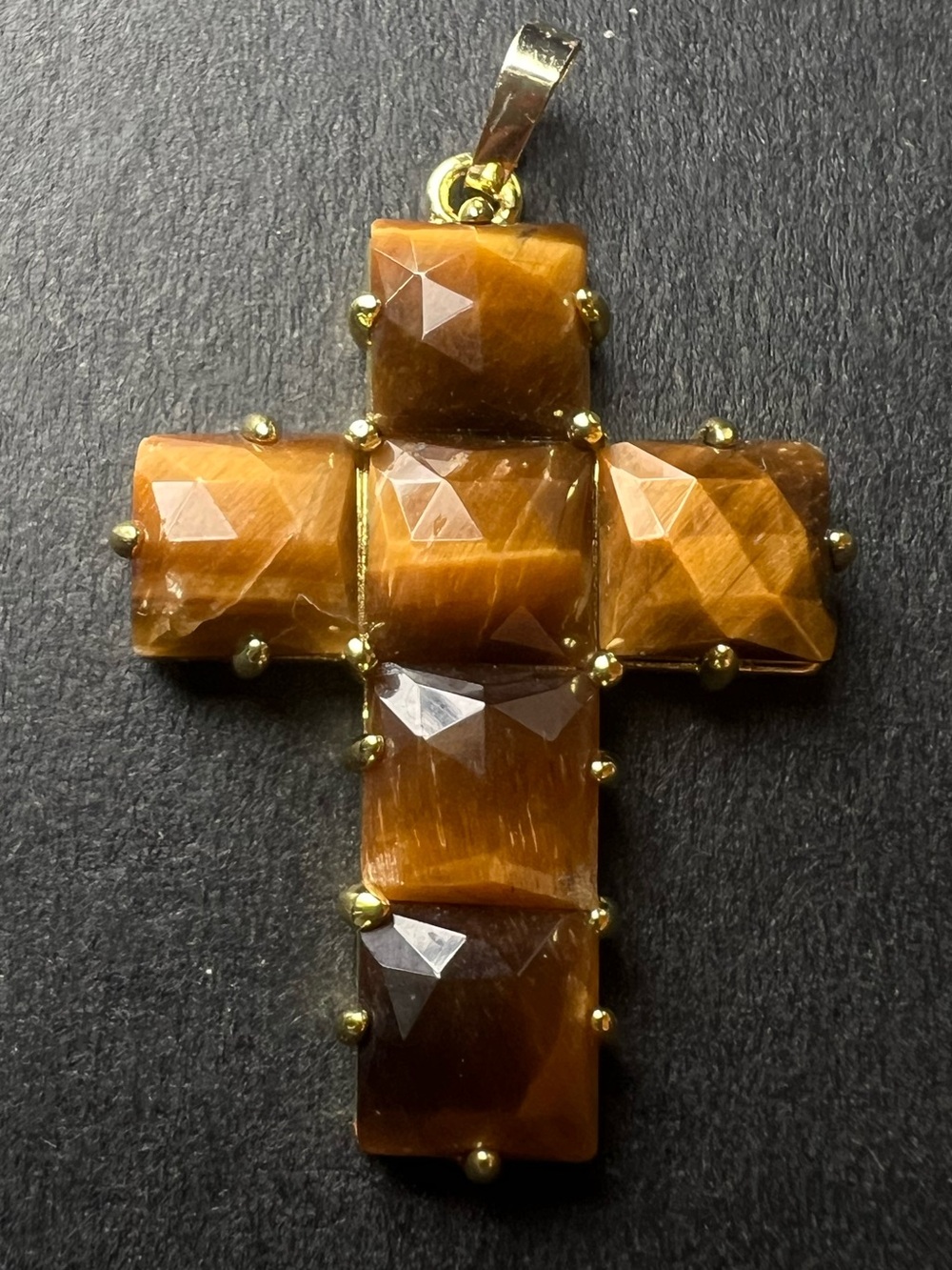 Genuine Tiger's Eye Cross Pendant NWOT